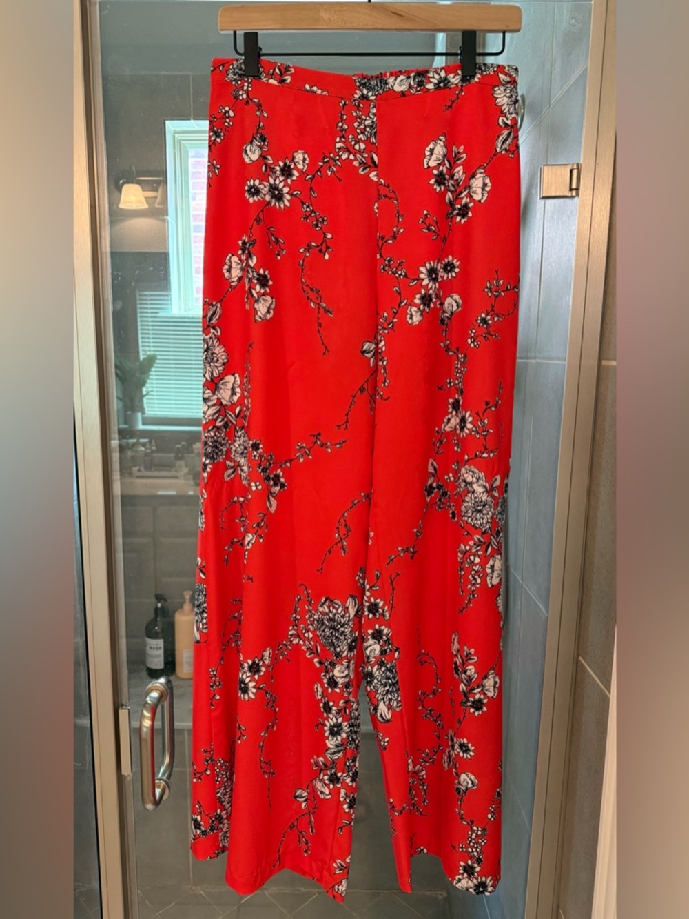bryn Walker Red Floral Wide-Leg Pants